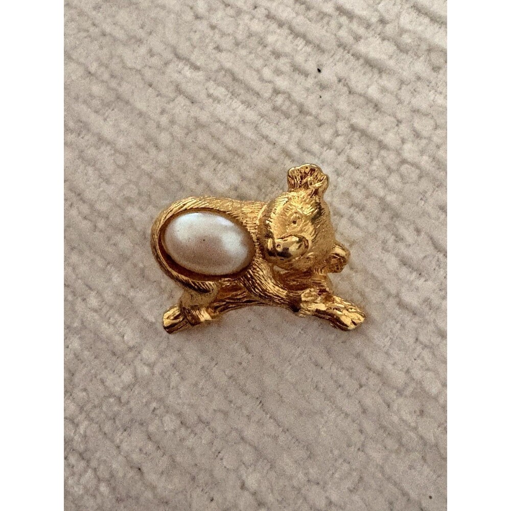Friendly Critters Koala Vintage AVON Pin 1994 Faux Pearl Gold Tone Australia